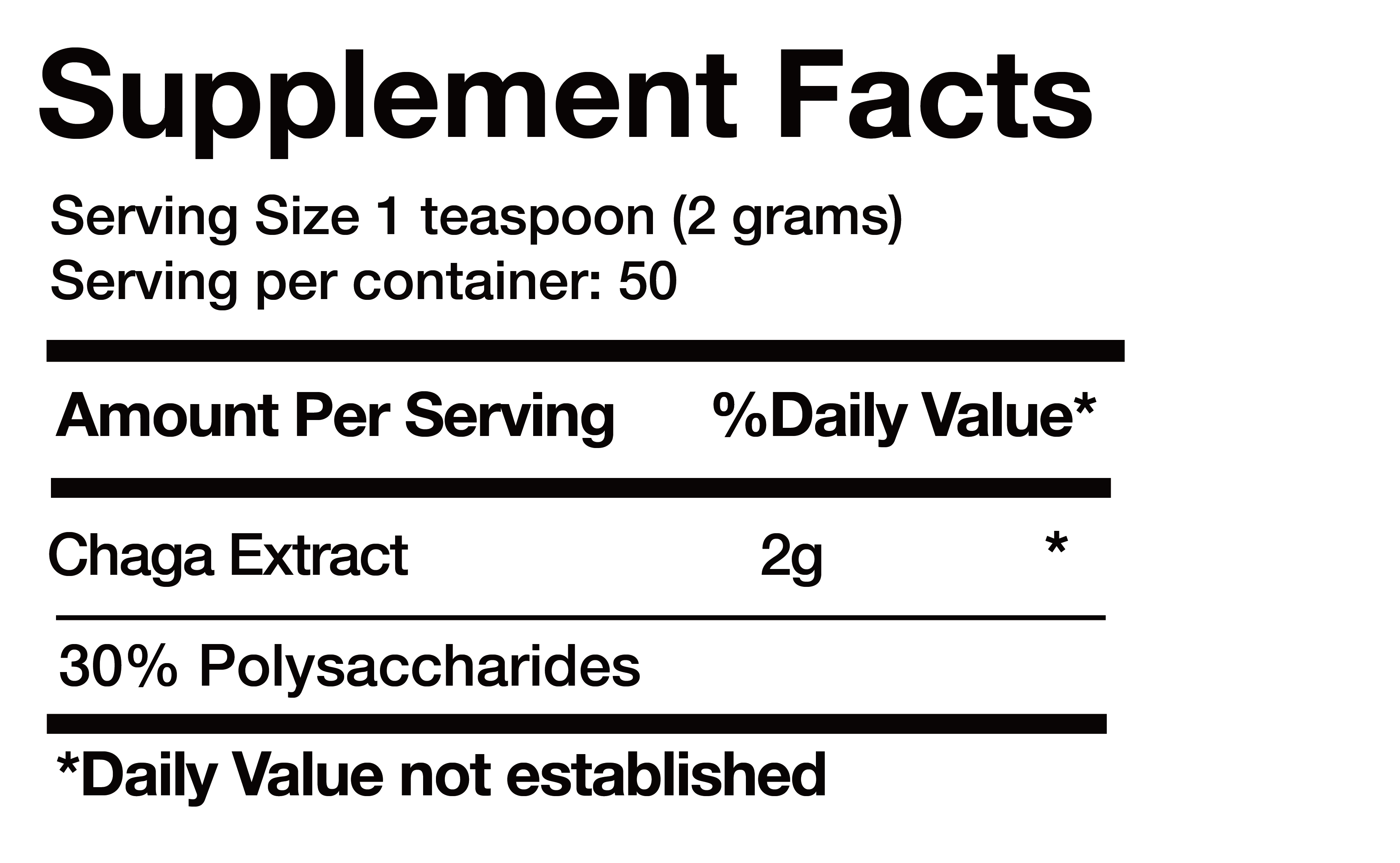 Chaga Extract nutrition facts